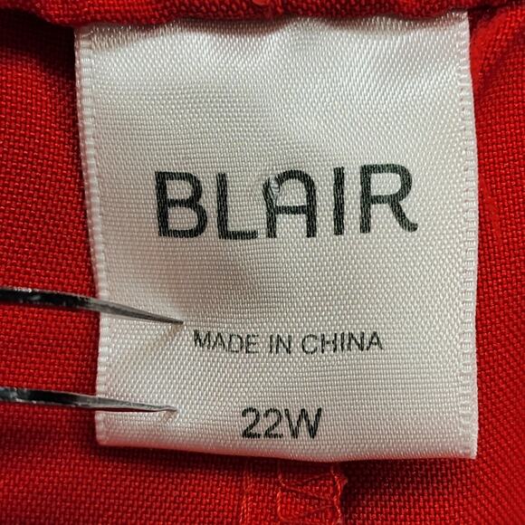 Blair Pants Womens 22W Plus Red Elastic Waist Pull On High Rise Tapered Pockets - Picture 3 of 9